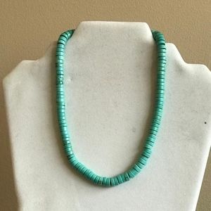Necklace, turquoise beads, gold tone closure. 16".  Two for sale